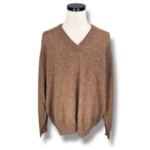 Vintage Alan Paine Sweater Men’s 2XL XXL Brown Wool V-Neck Pullover Marled UK